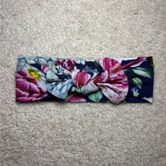 Posh Peanut Other - Posh Peanut Blue Floral Bow Headband
